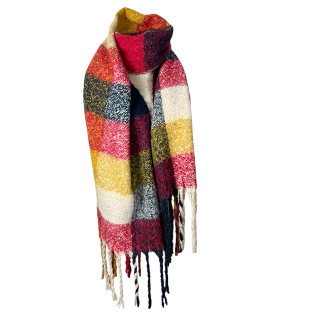 Oversized Chunky Knit Scarf shawl fringe‎ Winter wrap